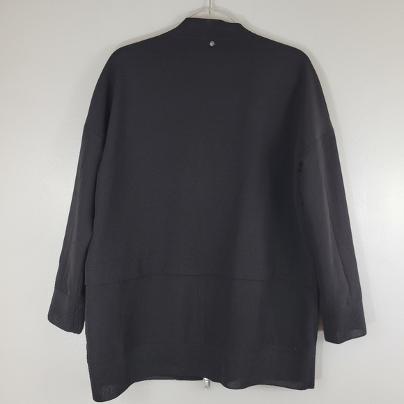 SOSKEN STUDIOS Marisa Minicucci Charlie black mesh trim zip front bomber jacket - Picture 12 of 14